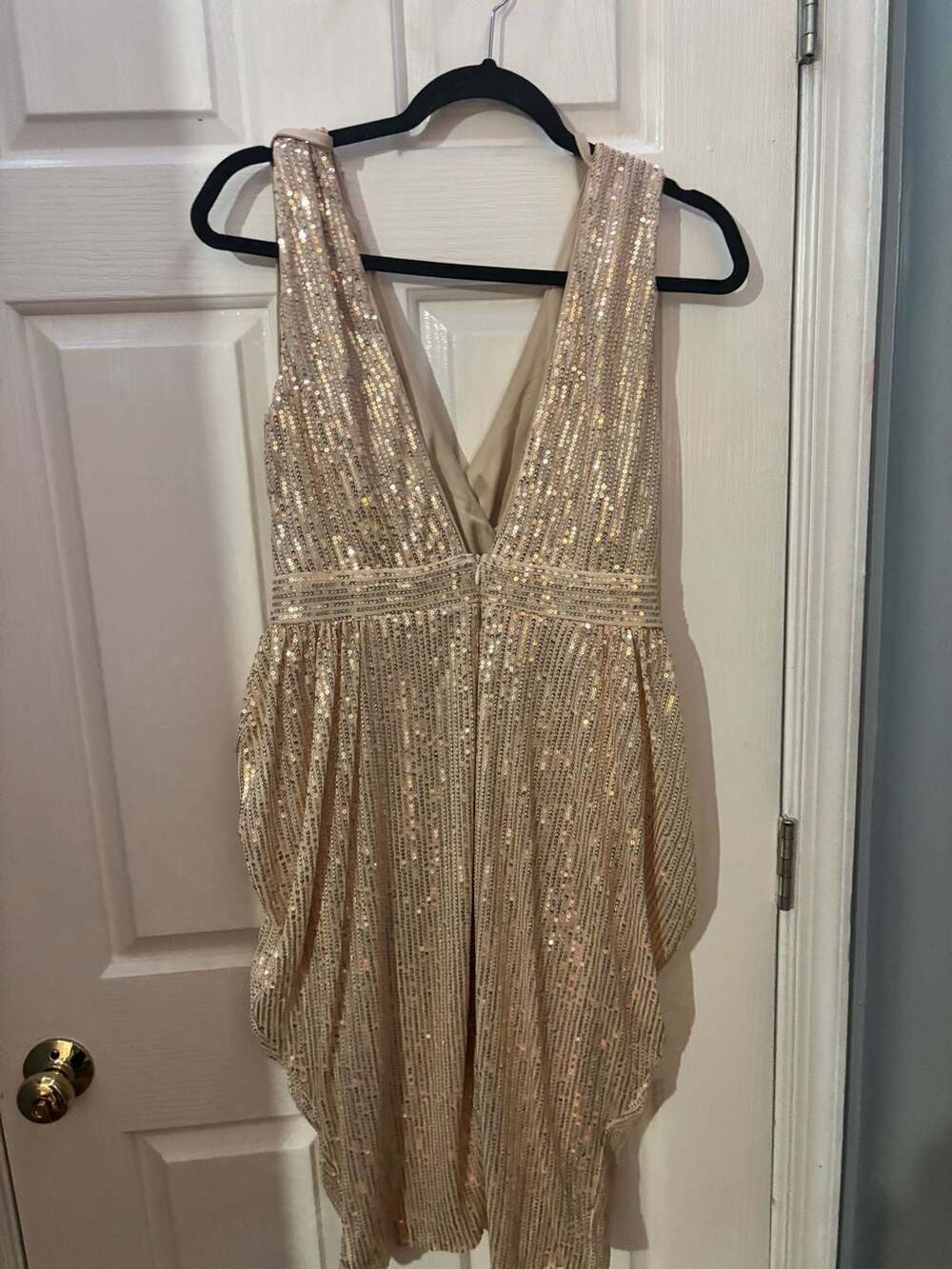 Shein Sequin Dress Size L 8/10 Rose Gold V-Neck Party Mini
